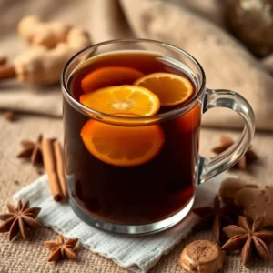 Une tasse de thé noir chaud, accompagnée de feuilles de thé, symbolisant ses bienfaits pour la santé et son goût raffiné: bienfait du thé noir​