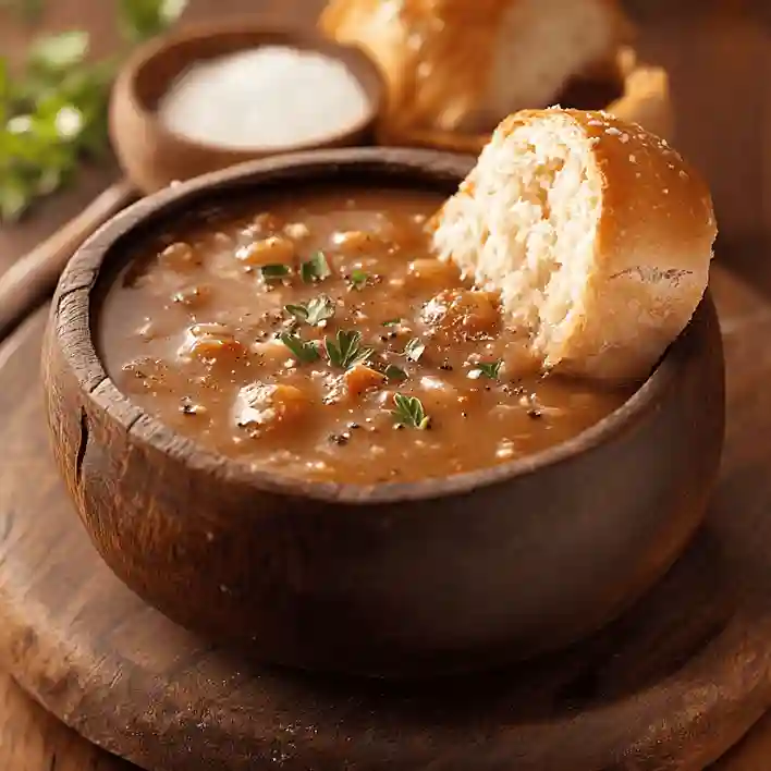 Pain Gumbo Campbell, doré et moelleux, accompagné de légumes et d'épices typiques. Recette de Pain Gumbo Campbell