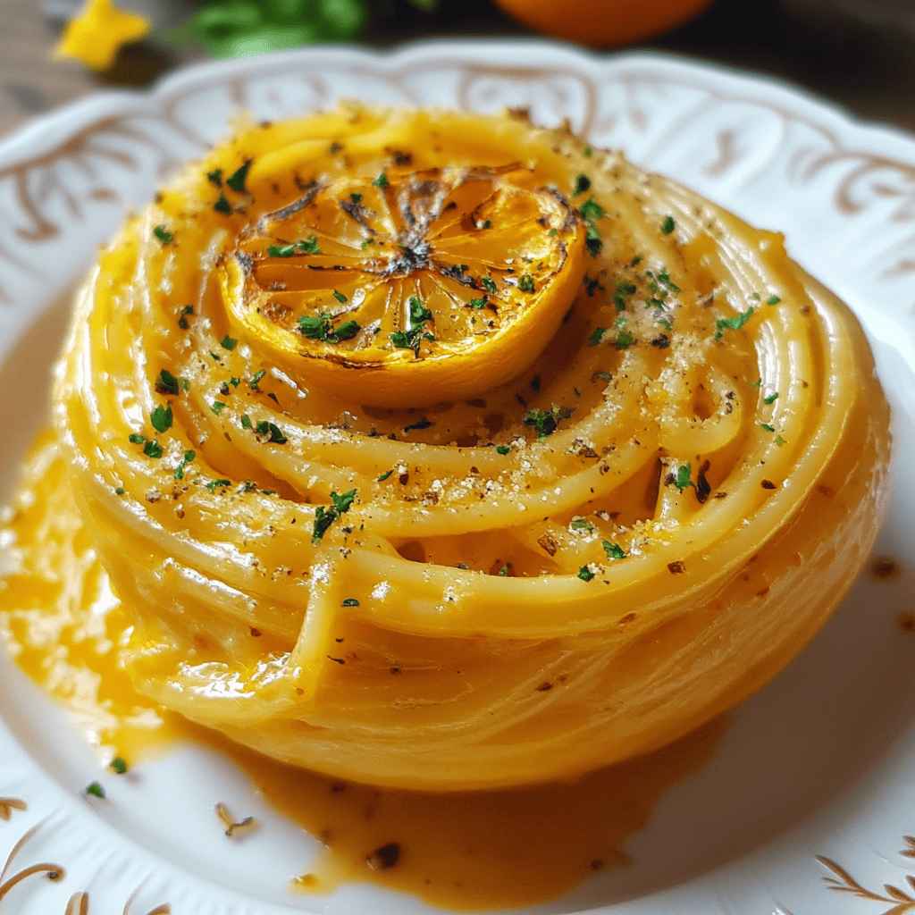 Recette Courge Spaghetti au Four, effilée avec une fourchette et servie avec une sauce tomate et du basilic frais.