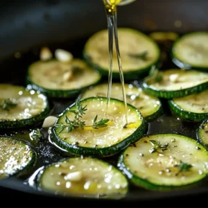 Étapes de préparation du gratin de courgettes façon chef étoilé : découpe des légumes, cuisson à la poêle, assaisonnement et mise au four.
