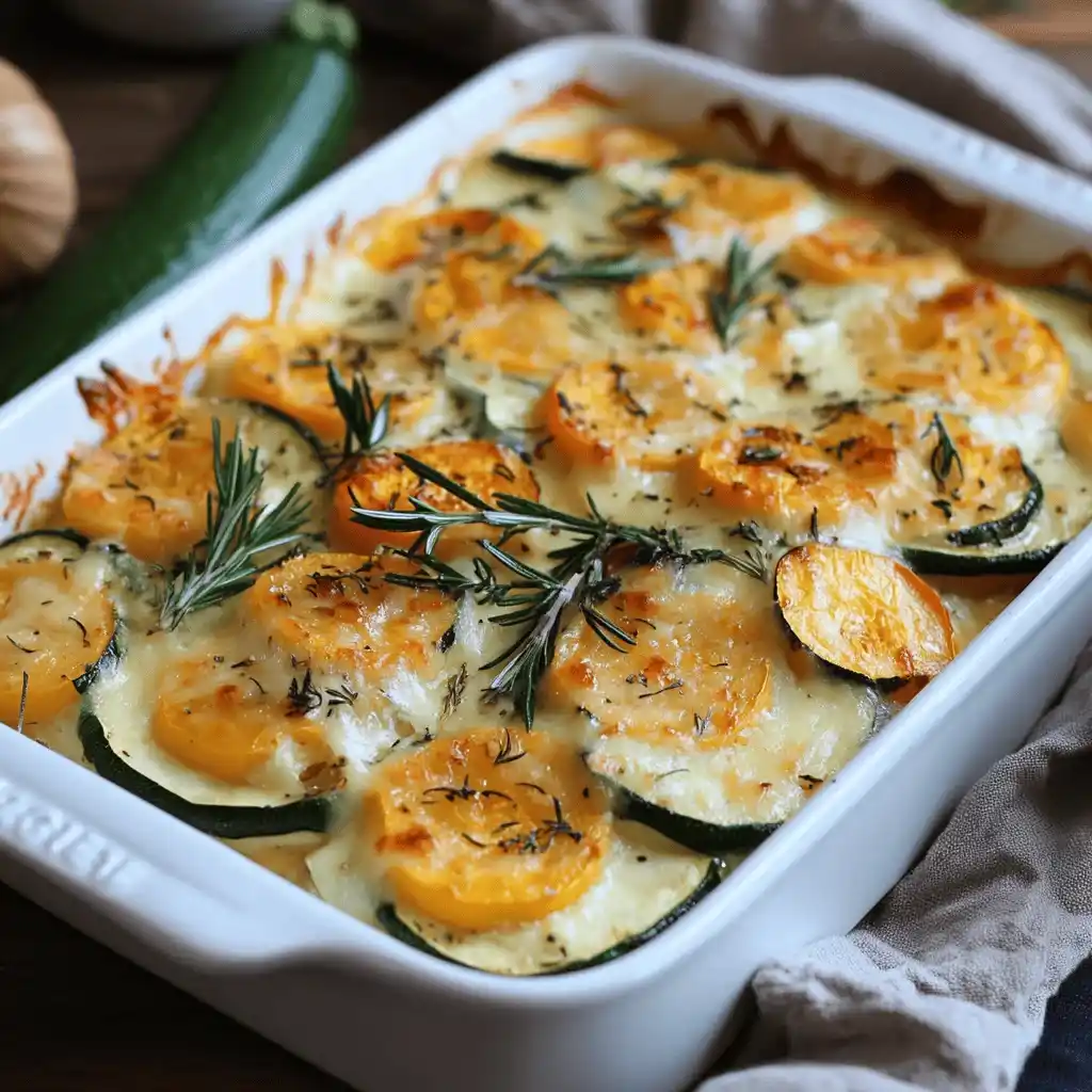 Gratin de courgettes sans crème doré et croustillant