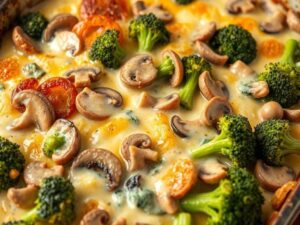 Gratin de brocolis aux champignons