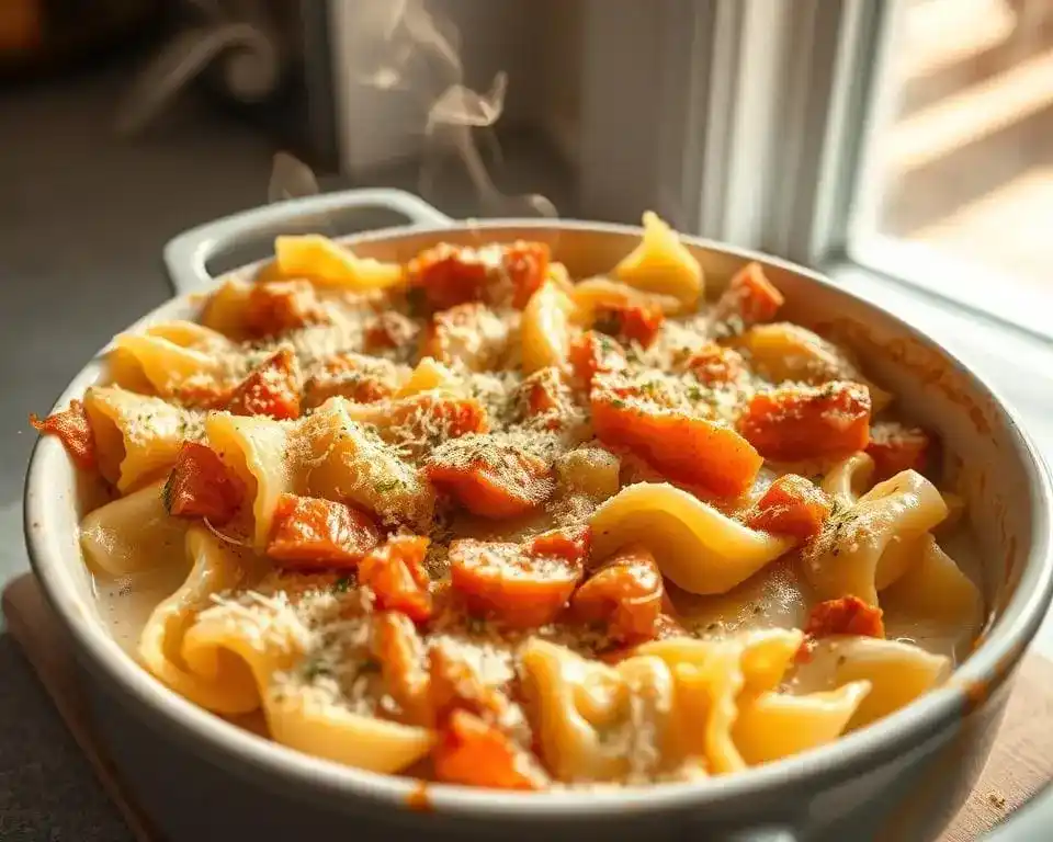 Gratin de pâtes au saumon fumé - Recette simple