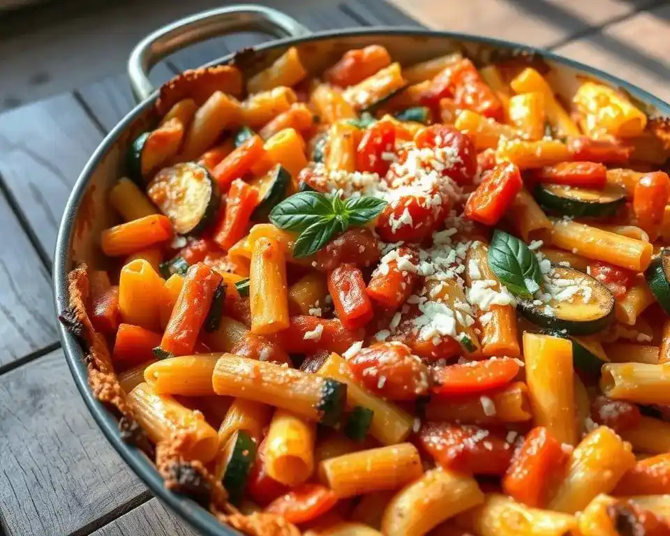 Gratin de pâtes aux légumes: recette facile et saine