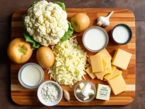 Ingrédients pour le Gratin Chou Fleur Pomme de Terre