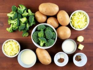 Ingrédients pour le Gratin aux Brocolis et Pomme de Terre