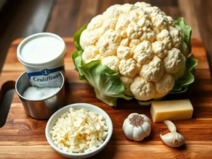Ingrédients pour le Gratin de Chou-Fleur Crème Fraîche Gruyère