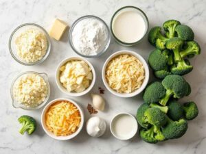 Ingrédients pour le gratin de brocolis