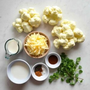 Ingrédients pour le gratin de chou fleur light