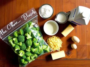 Ingrédients pour un Gratin de Brocolis Surgelés