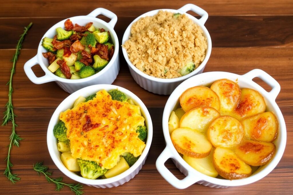 Variations de gratin de brocolis rapide avec différents ingrédients