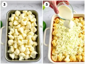 etape de preparation pour le Gratin de Chou Fleur Sans Béchamel