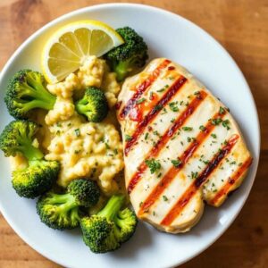 Gratin-de-brocolis-light-servi-avec-du-poulet-grille