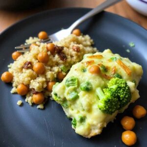 Gratin-de-brocolis-light-servi-avec-du-quinoa