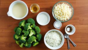 Ingrédients pour le gratin de brocolis light