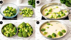 Préparation du gratin de brocolis light