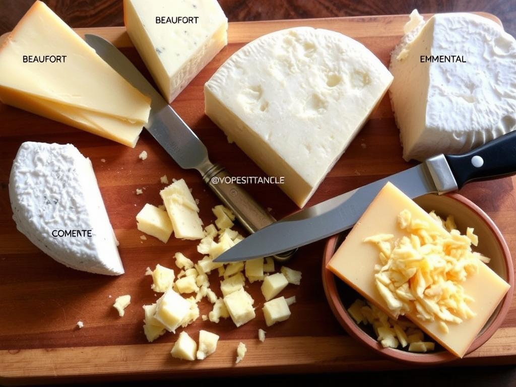 Différents fromages savoyards pour le gratin de crozets