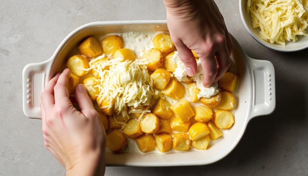 Étapes de préparation du gratin de crozet traditionnel
