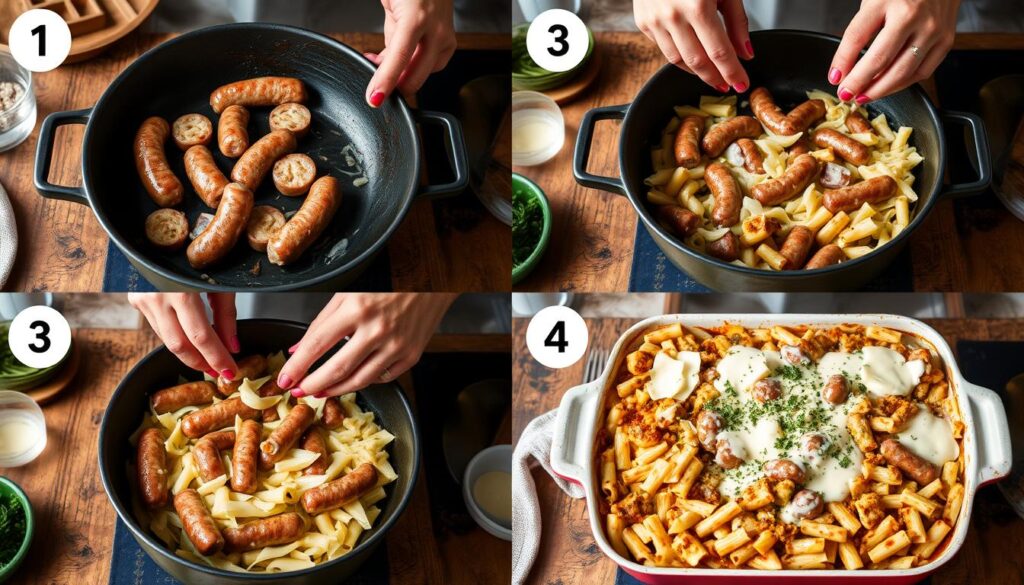 Étapes de préparation du gratin de diots et crozets
