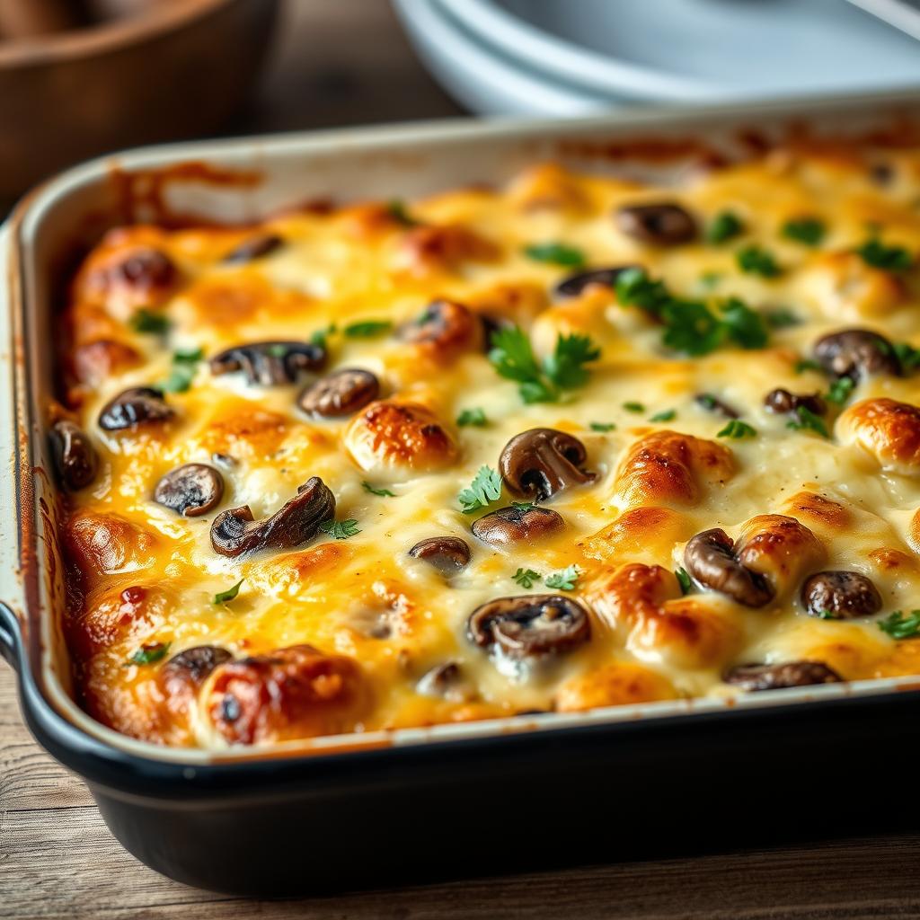 Gratin de crozet au beaufort aux champignons des bois