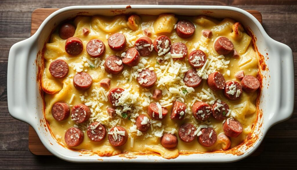 Gratin de crozet aux diots prêt à être enfourné