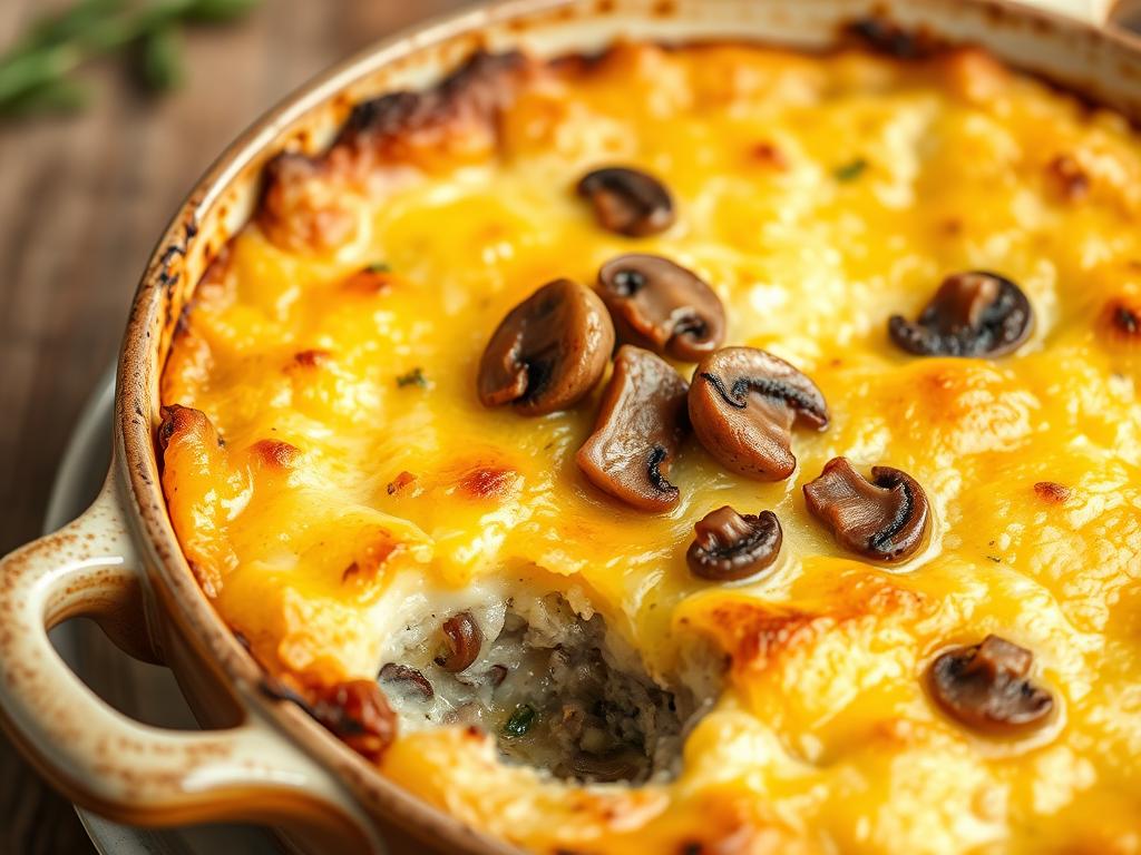 Gratin de crozet comté aux champignons