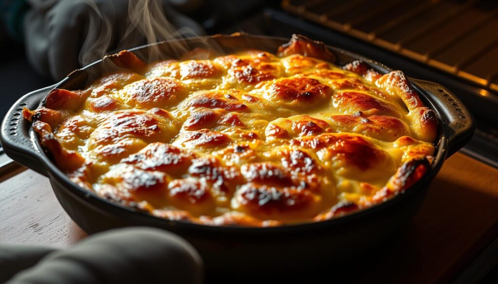 Gratin de crozet traditionnel doré sortant du four