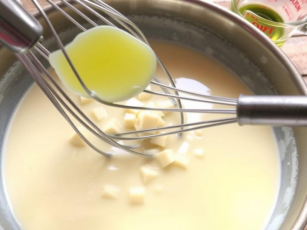 Préparation de la sauce crémeuse pour le gratin de crozet reblochon