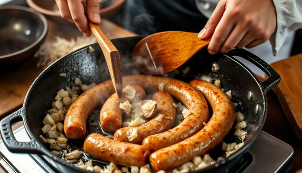 Préparation des diots pour le gratin de crozet