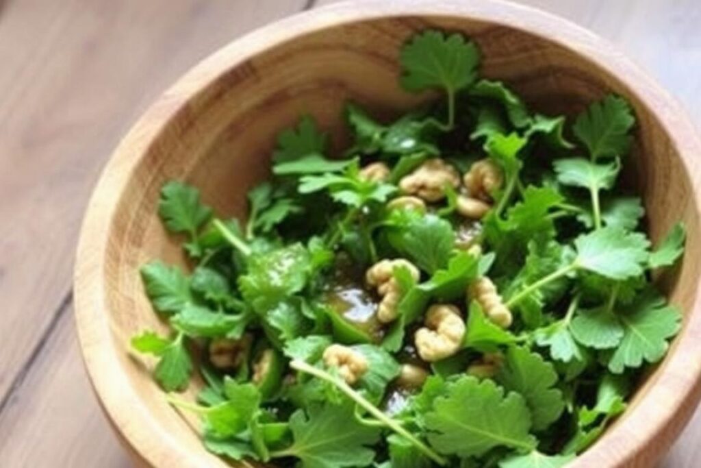 Salade verte avec vinaigrette à l'huile de noix