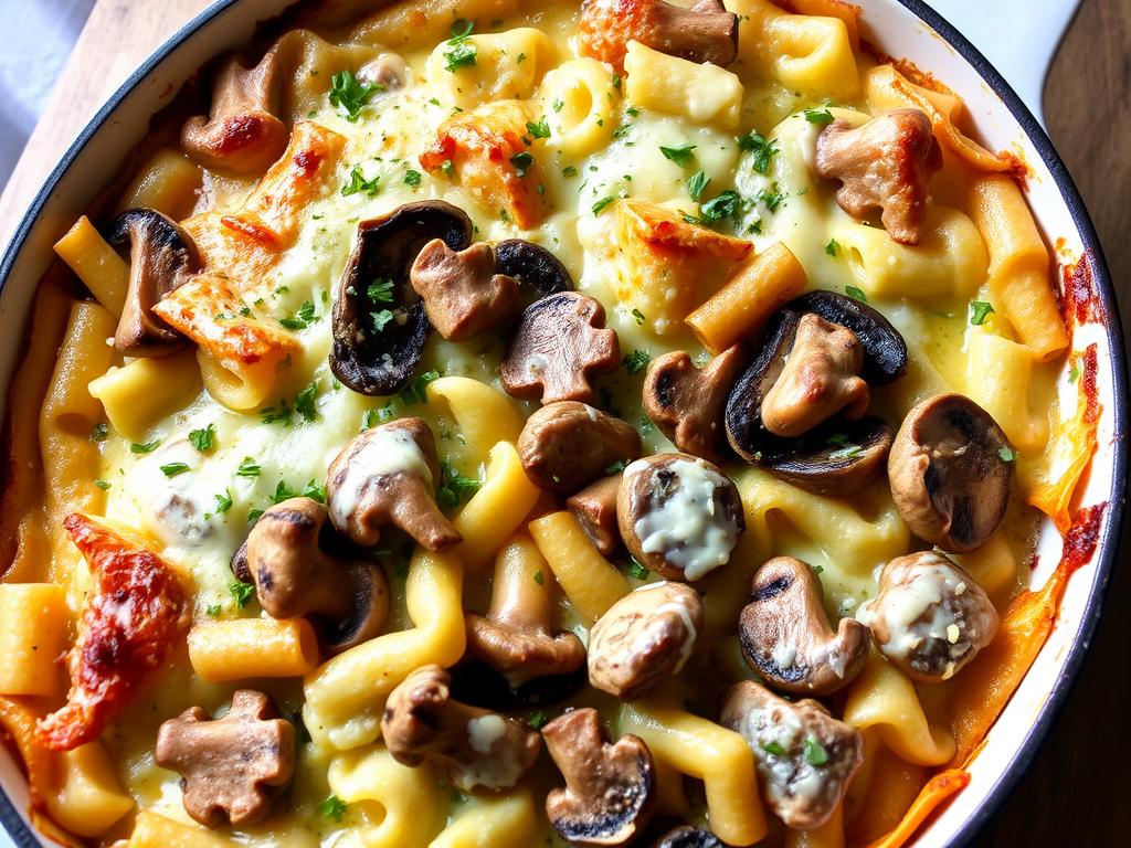Variante du gratin de crozet reblochon avec des cèpes