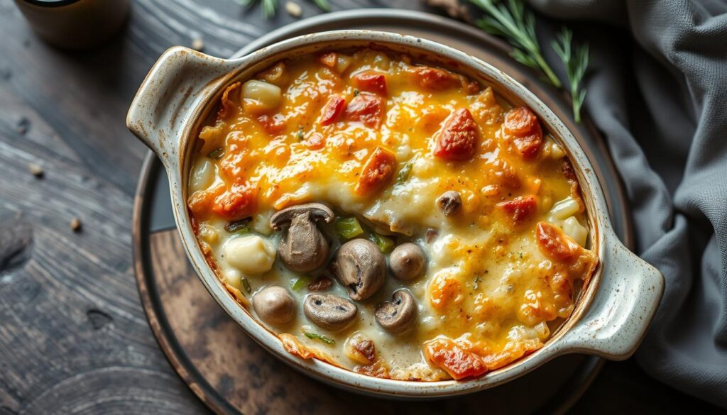 Variante végétarienne du gratin de crozet avec champignons et légumes
