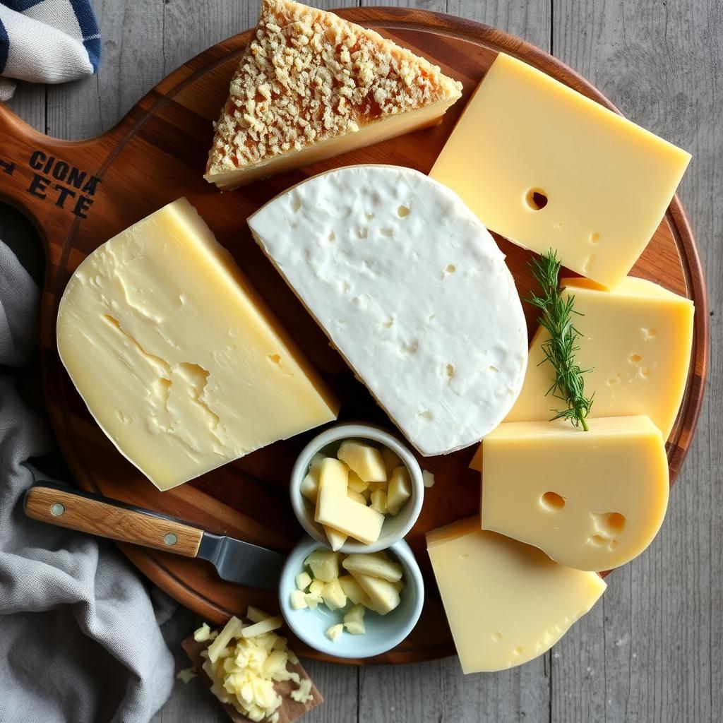 Assortiment de fromages français pour gratin de macaroni au fromage