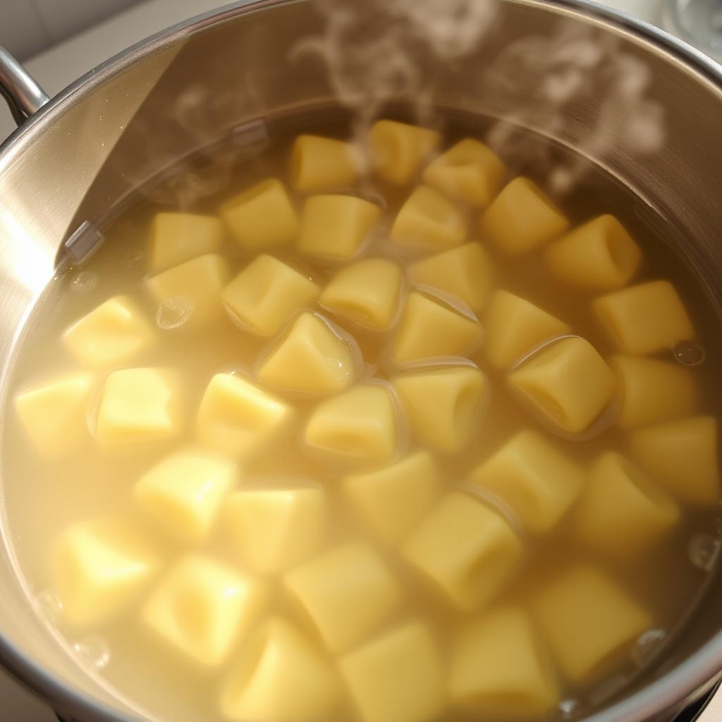 Cuisson des gnocchis dans l'eau bouillante pour le gratin