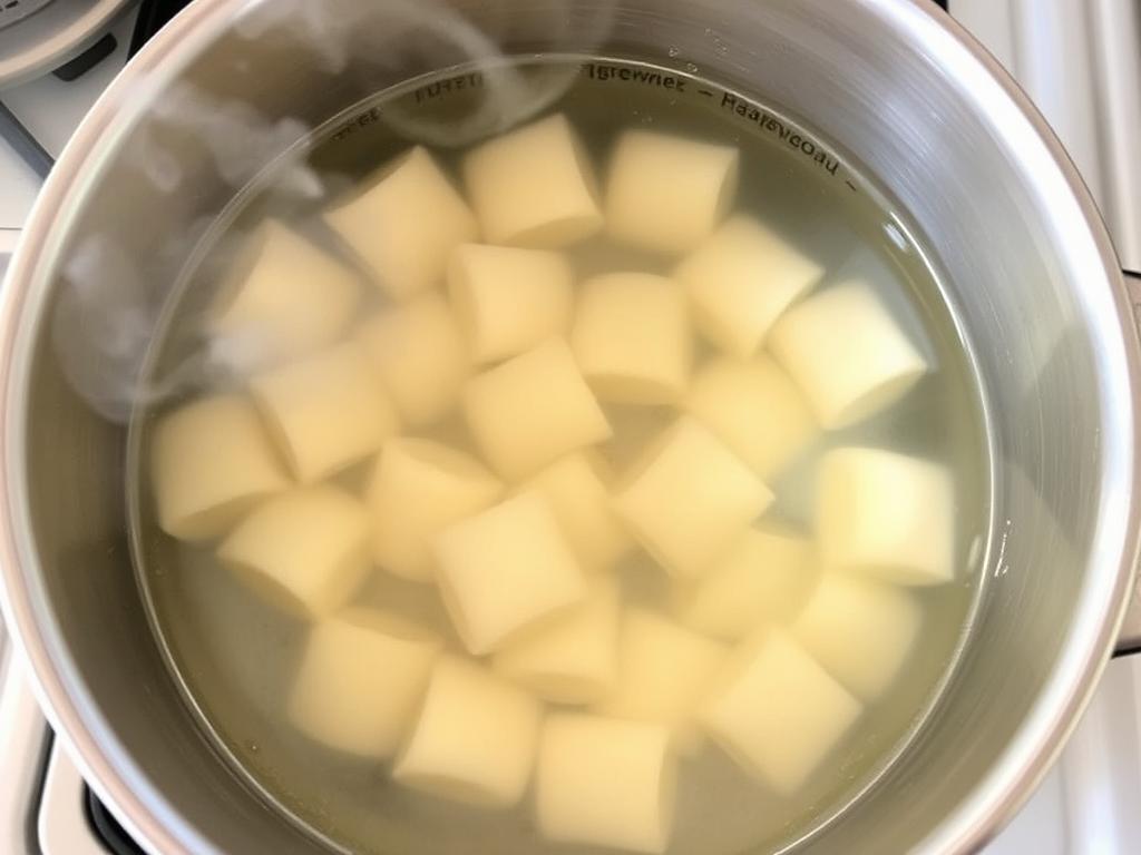 Cuisson des gnocchis dans une casserole d'eau bouillante