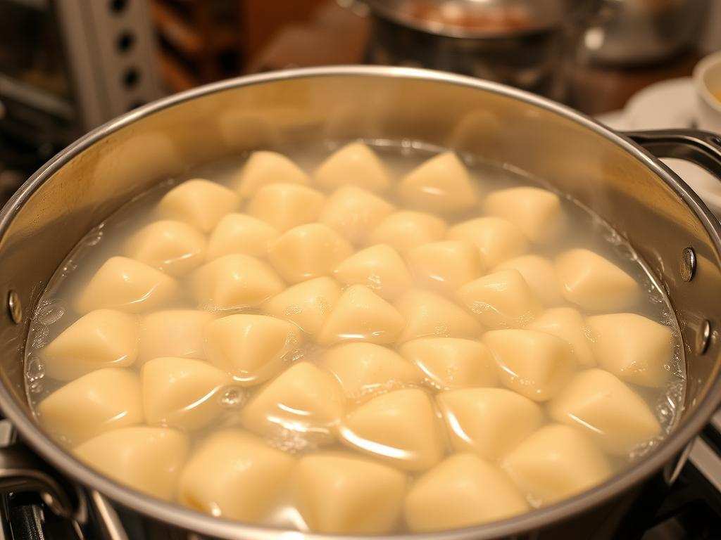 Cuisson des gnocchis pour le gratin au poulet