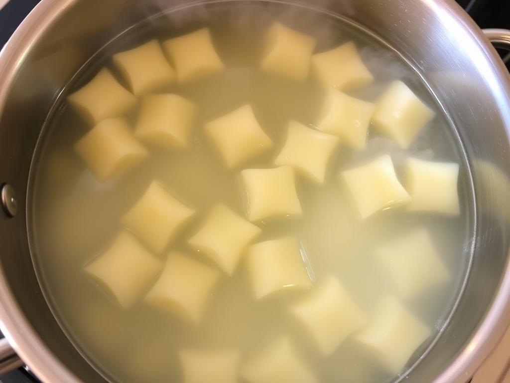 Cuisson des gnocchis pour le gratin de gnocchi béchamel