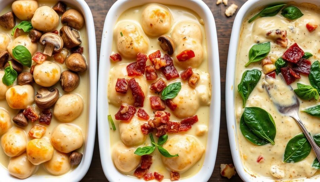 Différentes variantes du gratin de gnocchi béchamel