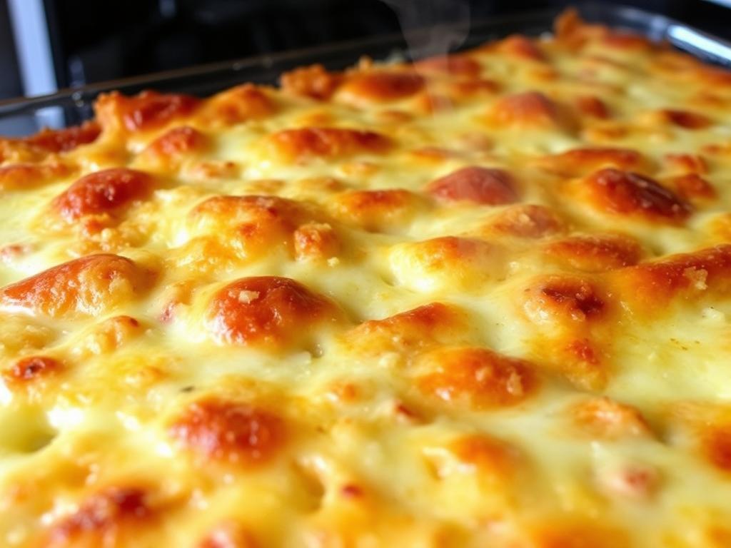 Gratin de gnocchi au chorizo cuit au four avec une croûte de fromage dorée