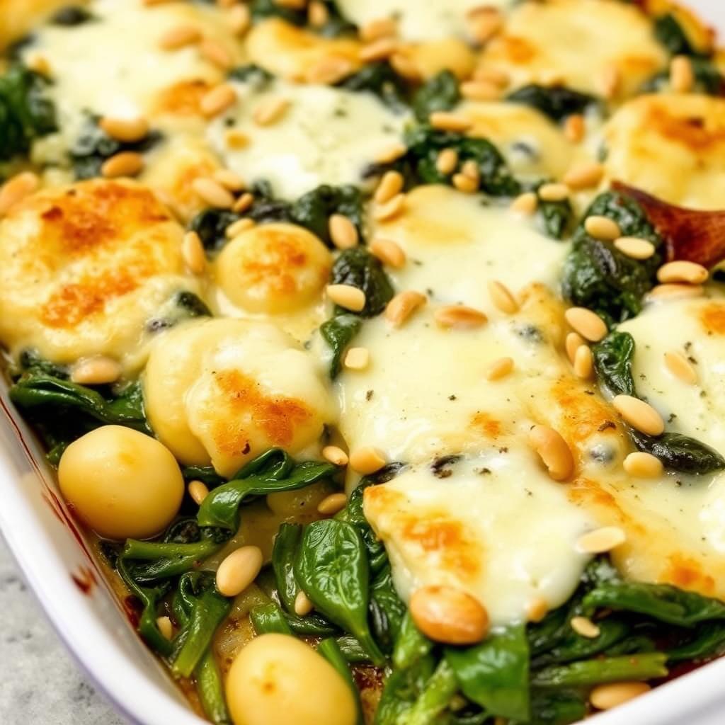 Gratin de gnocchi aux épinards et chèvre