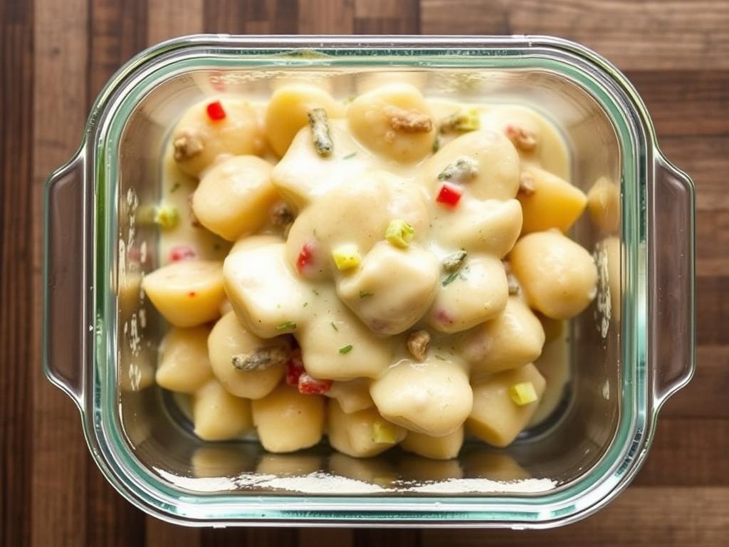 Gratin de gnocchi béchamel conservé au réfrigérateur
