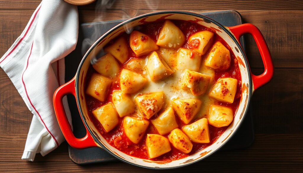 Gratin de gnocchi facile servi dans un plat à gratin