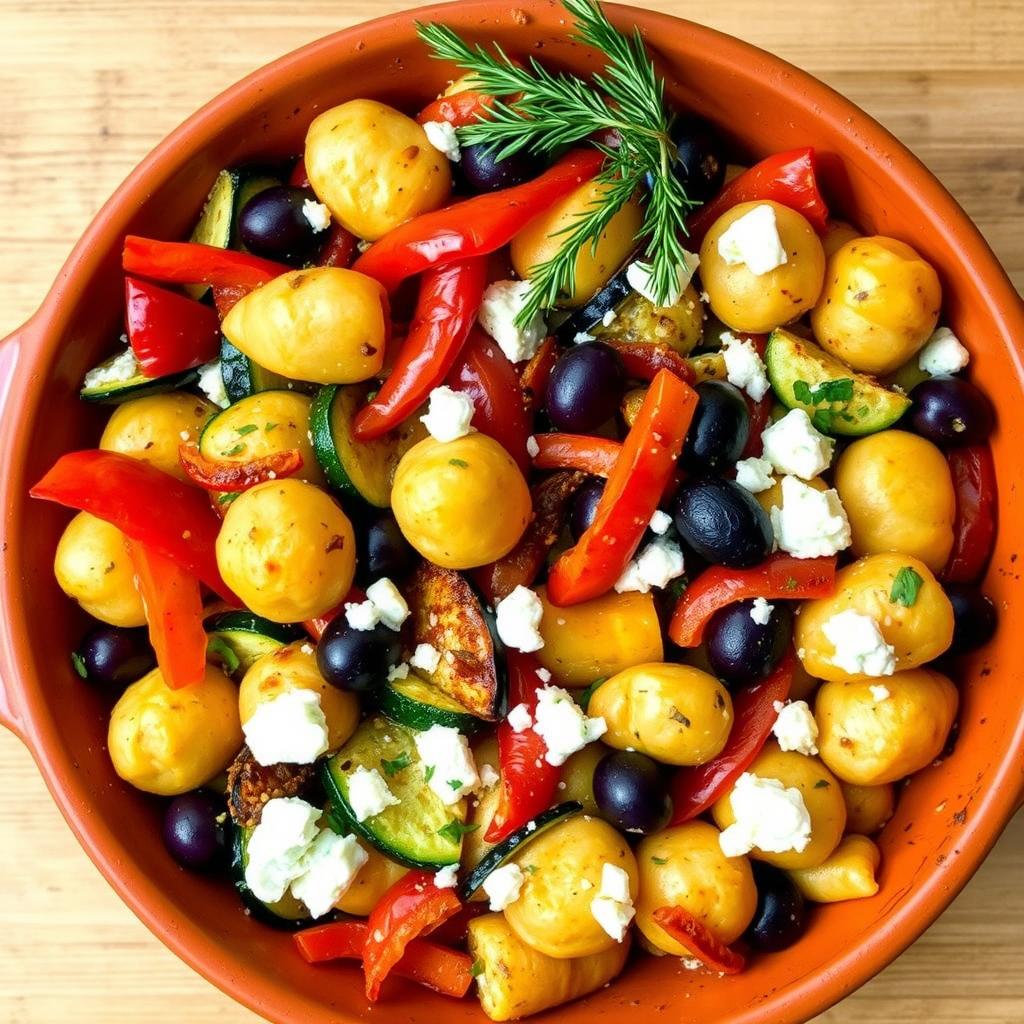 Gratin de gnocchi méditerranéen aux légumes