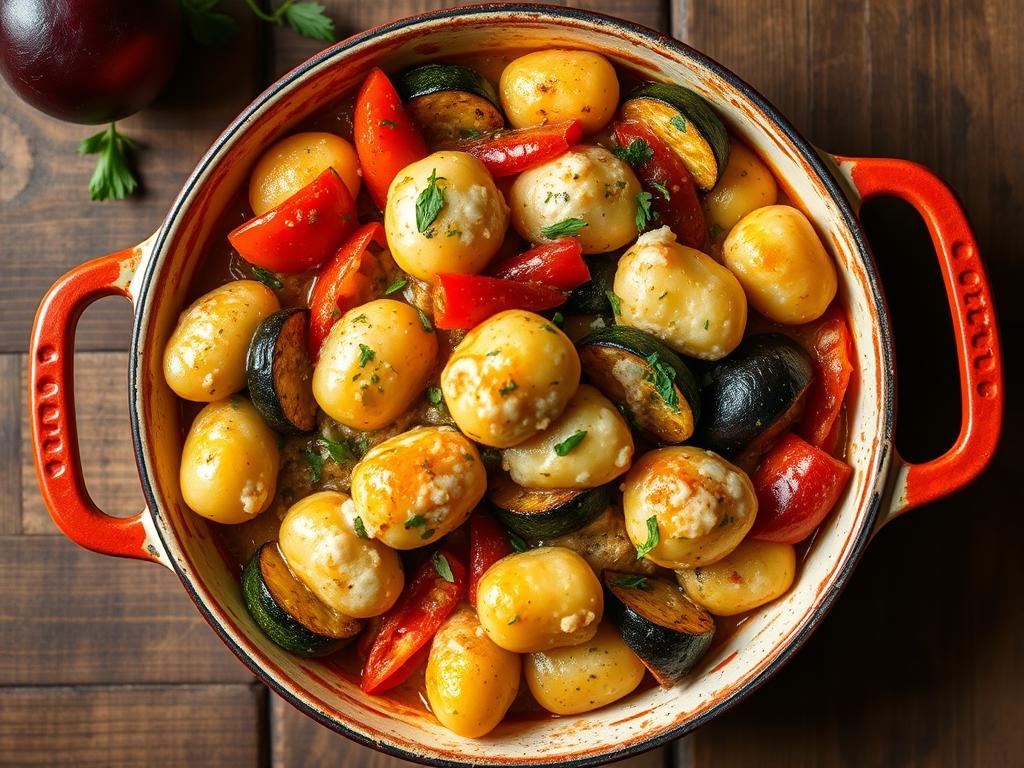 Gratin de gnocchi végétarien aux légumes du soleil