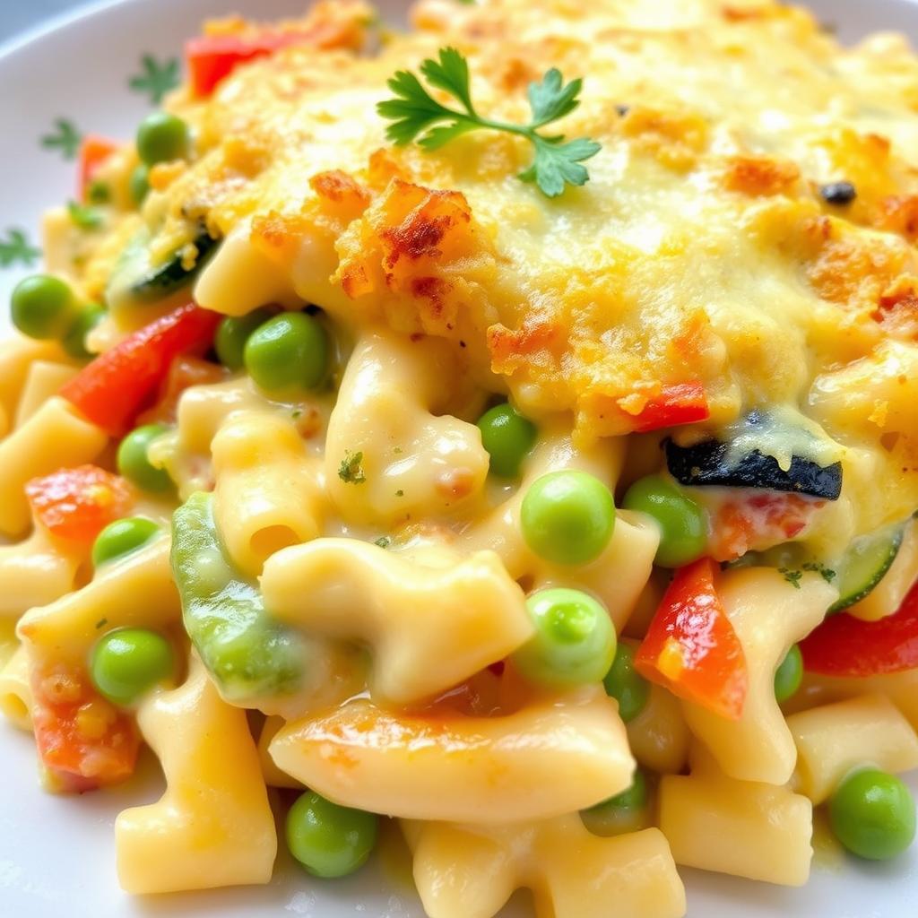 Gratin de macaroni au béchamel aux légumes