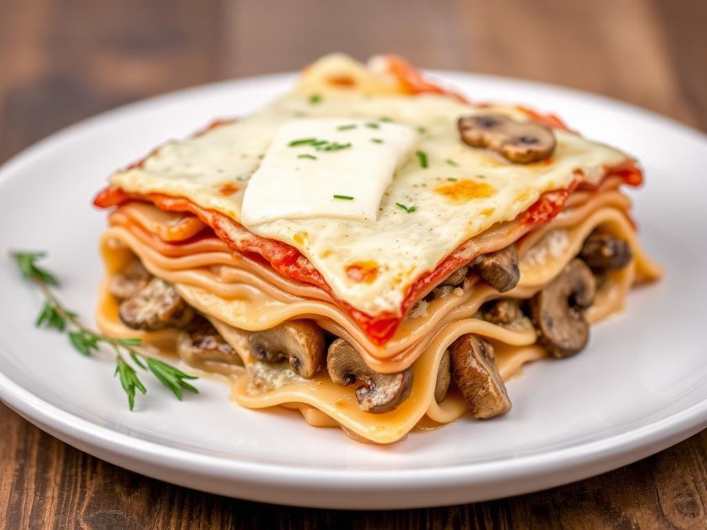 Lasagnes aux champignons et fromage de chèvre