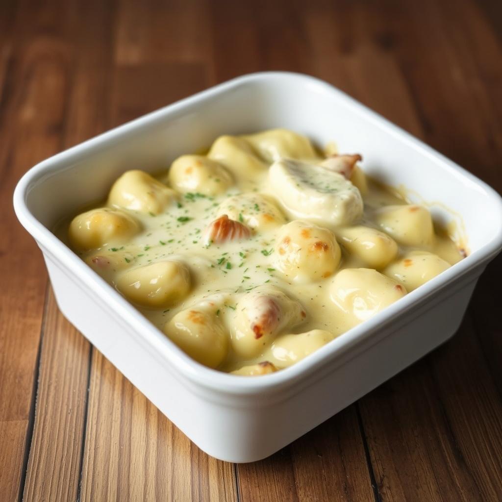 Plat à gratin pour le gratin de gnocchi béchamel