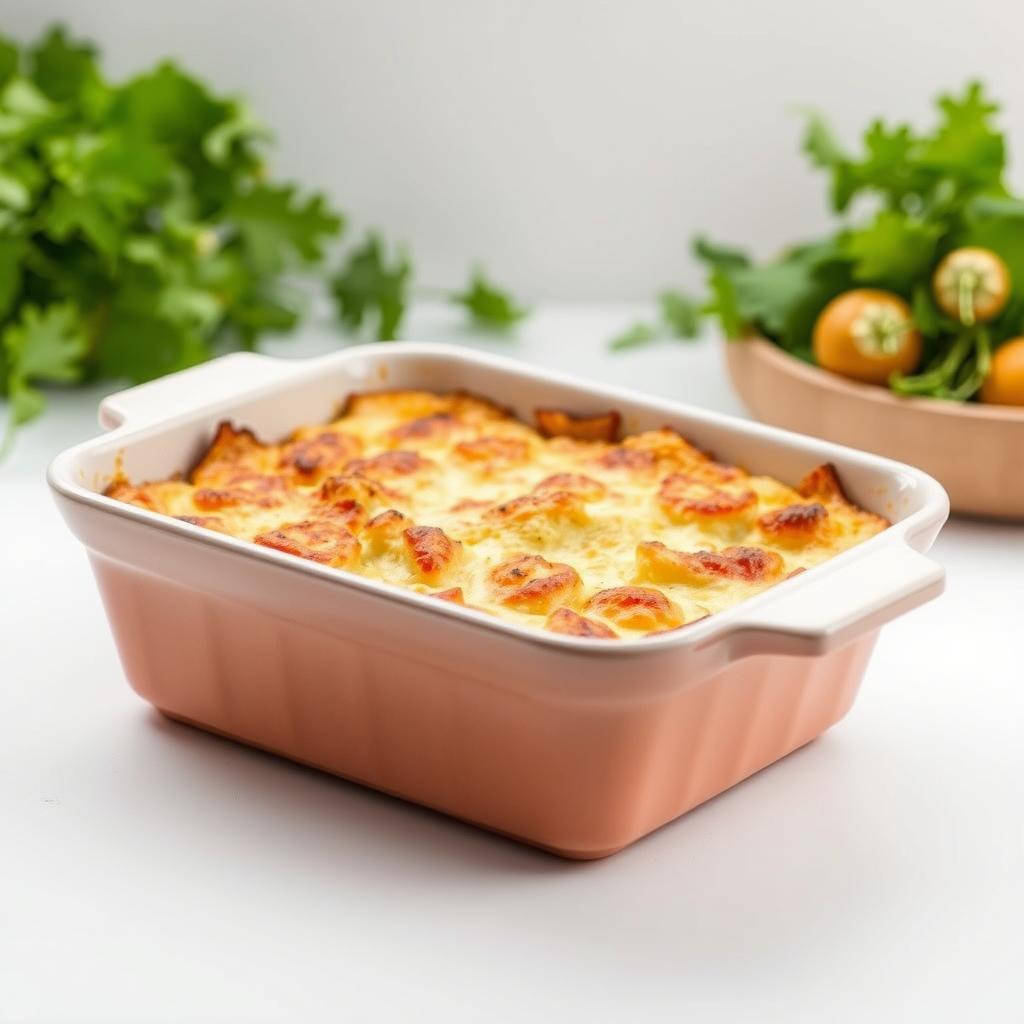 Plat à gratin rectangulaire en céramique pour le gratin de gnocchi au poulet