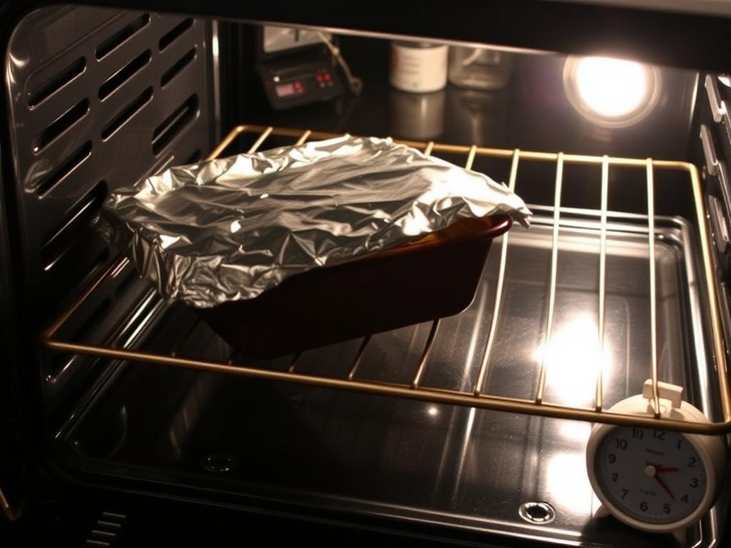 Portion de gratin de gnocchi en train d'être réchauffée au four