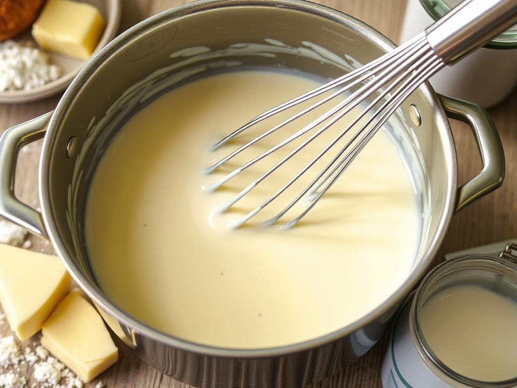 Préparation de la sauce béchamel pour le gratin de gnocchi